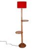 Red Cotton Drum Wooden Floor Lamp