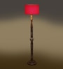 Red Cotton Drum Wooden Floor Lamp