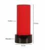 Red Cotton Fabric Shade Table Lamp With Wood Base