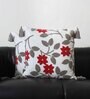 Red Cotton Floral 18x18 inches Cushion Covers (Set of 2)