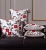 Red Cotton Floral 18x18 inches Cushion Covers (Set of 5)