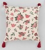 Red Cotton Floral 24x24 inches Cushion Cover