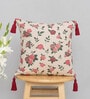 Red Cotton Floral 24x24 inches Cushion Cover