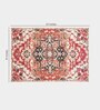 Red Cotton Floral 5.7 x 4 Feet Dhurries