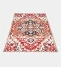 Red Cotton Floral 5.7 x 4 Feet Dhurries