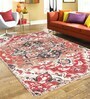 Red Cotton Floral 5.7 x 4 Feet Dhurries