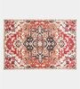 Red Cotton Floral 5.7 x 4 Feet Dhurries