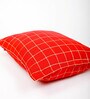Red Geometric Cotton 18 x 18 Inches Cushion Cover