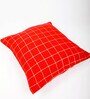Red Geometric Cotton 18 x 18 Inches Cushion Cover