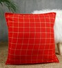 Red Geometric Cotton 18 x 18 Inches Cushion Cover