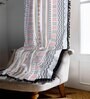 Red Cotton Geometric 9Ft Light Filtering Eyelet (Set Of 2) Long Door Curtains