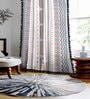 Red Cotton Geometric 9Ft Light Filtering Eyelet (Set Of 2) Long Door Curtains
