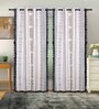 Red Cotton Geometric 9Ft Light Filtering Eyelet (Set Of 2) Long Door Curtains