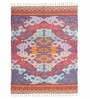 Red Cotton Hand Woven 6 X 8 Feet Dhurrie