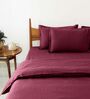 Red Cotton 210TC Colors Striped Heavy Winter Double 400GSM Bedding Set 1 Comforter 1 Bedsheet 2 Pillow Covers