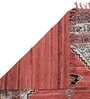 Red Cotton Screen Printed Hand Woven 8 x 5 Feet Dhurrie