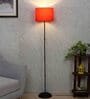 Red Cotton Shade Club Floor Lamp Iron Base