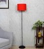 Red Cotton Shade Club Floor Lamp Iron Base