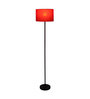 Amber Red Cotton Shade Club Floor Lamp With MDF Base
