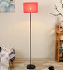 Amber Red Cotton Shade Club Floor Lamp With MDF Base