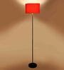 Uniquely Red Cotton Shade Club Floor Lamp With MDF Base