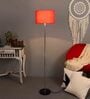 Uniquely Red Cotton Shade Club Floor Lamp With MDF Base
