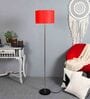 Uniquely Red Cotton Shade Club Floor Lamp With MDF Base