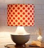 Red Cotton Shade Crafted Table Lamp with Grey Base
