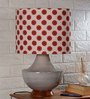Red Cotton Shade Crafted Table Lamp with Grey Base