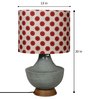 Red Cotton Shade Crafted Table Lamp with Grey Base