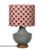 Red Cotton Shade Crafted Table Lamp with Grey Base