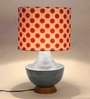 Red Cotton Shade Crafted Table Lamp with Grey Base