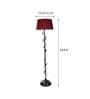 Red Cotton Shade Floor Lamp With Metal Base