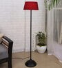 Red Cotton Shade Floor Lamp With Metal Base