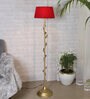 CPL Red Cotton Shade Club Floor Lamp With Metal Base