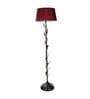 Red Cotton Shade Floor Lamp With Metal Base