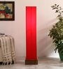 Blender Red Cotton Shade Column Floor Lamp With Wood Base