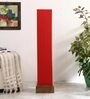 Blender Red Cotton Shade Column Floor Lamp With Wood Base