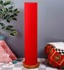 Shubra Red Cotton Shade Column Floor Lamp With Wood Base