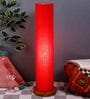 Shubra Red Cotton Shade Column Floor Lamp With Wood Base