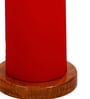 Shubra Red Cotton Shade Column Floor Lamp With Wood Base