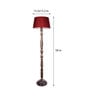 Red Cotton Shade Floor Lamp With Wooden Base