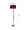Red Cotton Shade Floor Lamp With Wooden Base