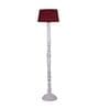 Red Cotton Shade Floor Lamp With Wooden Base