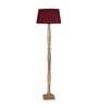 Red Cotton Shade Floor Lamp With Wooden Base