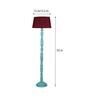 Red Cotton Shade Floor Lamp With Wooden Base