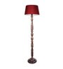 Red Cotton Shade Floor Lamp With Wooden Base