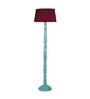 Red Cotton Shade Floor Lamp With Wooden Base