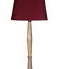 Red Cotton Shade Floor Lamp With Wooden Base