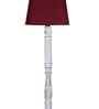 Red Cotton Shade Floor Lamp With Wooden Base